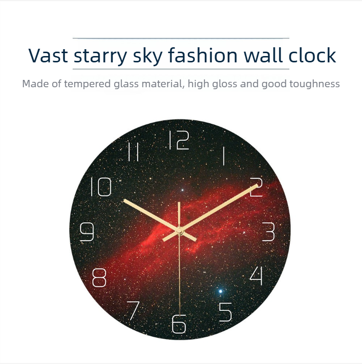 Nebula Wall Clock Tempered Glass Silent Movement Decorative Home_voghion.com